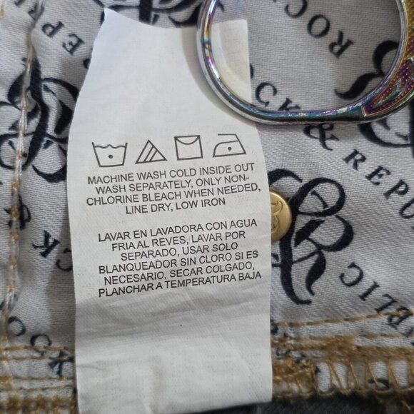 Rock & Republic Jeans Women 10 M 30 Gold Metallic Shimmer Stretch Rocker Grunge - Picture 14 of 16